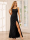 Sheath/Column Spaghetti Straps Long Bridesmaid Dresses with Split Side