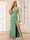 Sheath/Column Spaghetti Straps Long Bridesmaid Dresses with Split Side
