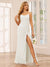 Sheath/Column Spaghetti Straps Long Bridesmaid Dresses with Split Side