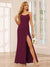 Sheath/Column Spaghetti Straps Long Bridesmaid Dresses with Split Side