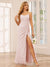 Sheath/Column Spaghetti Straps Long Bridesmaid Dresses with Split Side