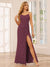 Sheath/Column Spaghetti Straps Long Bridesmaid Dresses with Split Side