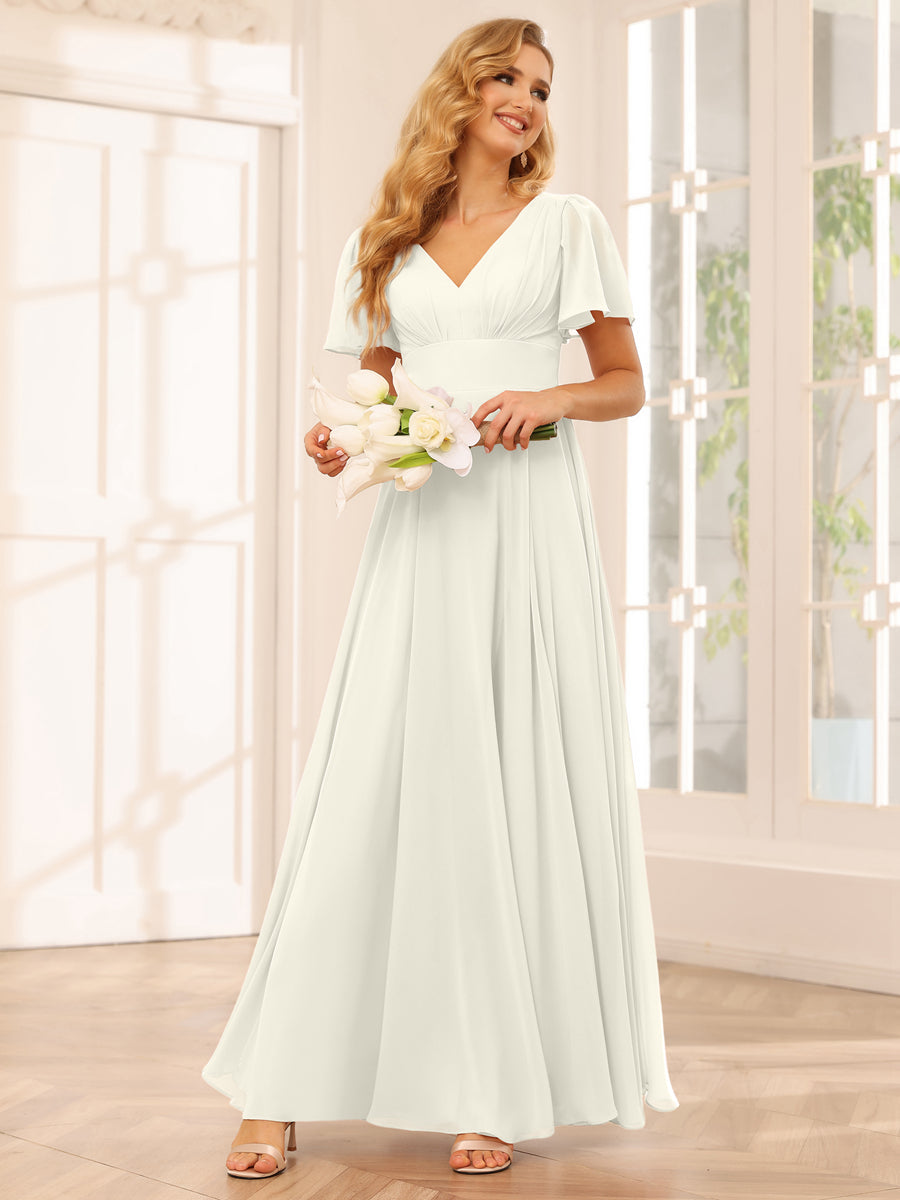 Lavetir Bridesmaid Dresses Light Pink A-Line/Princess V-Neck Long with Split Side 2026