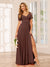A-Line/Princess V-Neck Long Bridesmaid Dresses with Split Side