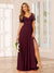 A-Line/Princess V-Neck Long Bridesmaid Dresses with Split Side