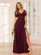 A-Line/Princess V-Neck Long Bridesmaid Dresses with Split Side