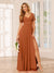 A-Line/Princess V-Neck Long Bridesmaid Dresses with Split Side