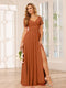 A-Line/Princess V-Neck Long Bridesmaid Dresses with Split Side