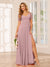 A-Line/Princess V-Neck Long Bridesmaid Dresses with Split Side