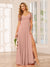 A-Line/Princess V-Neck Long Bridesmaid Dresses with Split Side