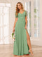 A-Line/Princess V-Neck Long Bridesmaid Dresses with Split Side