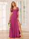 A-Line/Princess V-Neck Long Bridesmaid Dresses with Split Side