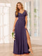 A-Line/Princess V-Neck Long Bridesmaid Dresses with Split Side