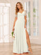 A-Line/Princess V-Neck Long Bridesmaid Dresses with Split Side