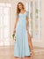 A-Line/Princess V-Neck Long Bridesmaid Dresses with Split Side