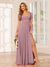 A-Line/Princess V-Neck Long Bridesmaid Dresses with Split Side