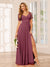 A-Line/Princess V-Neck Long Bridesmaid Dresses with Split Side