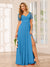 A-Line/Princess V-Neck Long Bridesmaid Dresses with Split Side