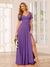 A-Line/Princess V-Neck Long Bridesmaid Dresses with Split Side