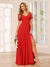 A-Line/Princess V-Neck Long Bridesmaid Dresses with Split Side