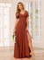 A-Line/Princess V-Neck Long Bridesmaid Dresses with Split Side