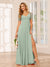 A-Line/Princess V-Neck Long Bridesmaid Dresses with Split Side