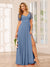 A-Line/Princess V-Neck Long Bridesmaid Dresses with Split Side