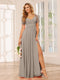 A-Line/Princess V-Neck Long Bridesmaid Dresses with Split Side