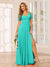 A-Line/Princess V-Neck Long Bridesmaid Dresses with Split Side