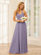 A-Line/Princess Halter Long Bridesmaid Dresses with Split Side