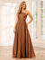 A-Line/Princess One-Shoulder Long Bridesmaid Dresses with Split Side & Sash