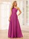 A-Line/Princess One-Shoulder Long Bridesmaid Dresses with Split Side & Sash