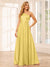 A-Line/Princess One-Shoulder Long Bridesmaid Dresses with Split Side & Sash