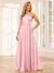 A-Line/Princess One-Shoulder Long Bridesmaid Dresses with Split Side & Sash