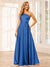 A-Line/Princess One-Shoulder Long Bridesmaid Dresses with Split Side & Sash