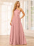 A-Line/Princess One-Shoulder Long Bridesmaid Dresses with Split Side & Sash