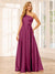 A-Line/Princess One-Shoulder Long Bridesmaid Dresses with Split Side & Sash