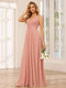 A-Line/Princess V-Neck Long Bridesmaid Dresses with Split Side
