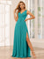 A-Line/Princess V-Neck Long Bridesmaid Dresses with Split Side
