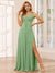 A-Line/Princess V-Neck Long Bridesmaid Dresses with Split Side