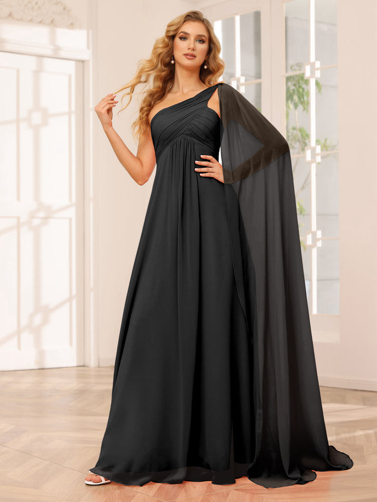 A-Line/Princess Cold Shoulder Sleeveless Ruched Bridesmaid Dresses main image 1
