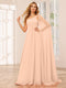 A-Line/Princess One-Shoulder Long Bridesmaid Dresses with Ruched