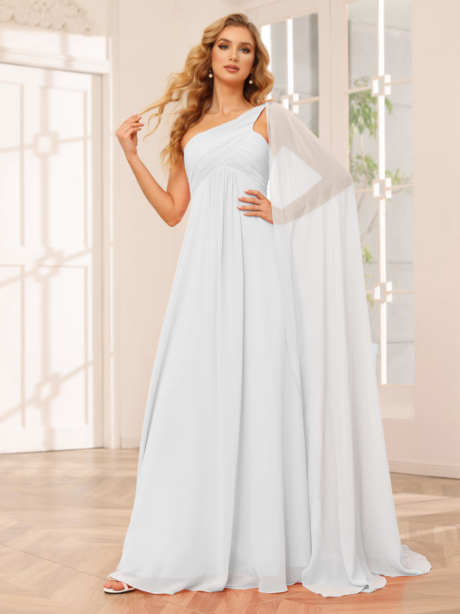 One shoulder chiffon bridesmaid dress deals