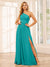 A-Line/Princess One-Shoulder Long Bridesmaid Dresses with Split Side
