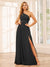 A-Line/Princess One-Shoulder Long Bridesmaid Dresses with Split Side