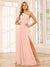 A-Line/Princess One-Shoulder Long Bridesmaid Dresses with Split Side