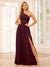 A-Line/Princess One-Shoulder Long Bridesmaid Dresses with Split Side