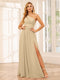 A-Line/Princess One-Shoulder Long Bridesmaid Dresses with Split Side