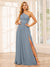 A-Line/Princess One-Shoulder Long Bridesmaid Dresses with Split Side