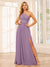 A-Line/Princess One-Shoulder Long Bridesmaid Dresses with Split Side